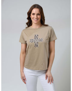 Stella & Gemma Ace T-Shirt- Sage Leopard Cross