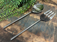 Load image into Gallery viewer, Blue Goose Round Hammered Handle Salad Servers
