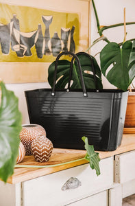 Hinza Large Black Bag- Green Plastic