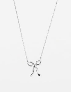 Stella & Gemma Ribbon Bow Necklace- Silver