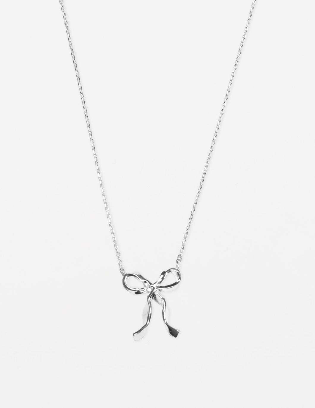 Stella & Gemma Ribbon Bow Necklace- Silver