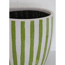 Load image into Gallery viewer, CC Interiors Lime Green Stripe Planter Large
