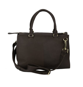 Lund & Co Bjork Medium Leather Tote- Dark Brown