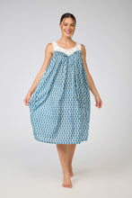 Load image into Gallery viewer, Arabella Printed Blue V Neck Laced Nightie

