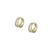 Load image into Gallery viewer, Lindi Kingi Double Embellished Huggies Gold
