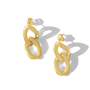 Fabuleux Vous Steel Me Yellow Gold Stainless Steel Double Link Earrings