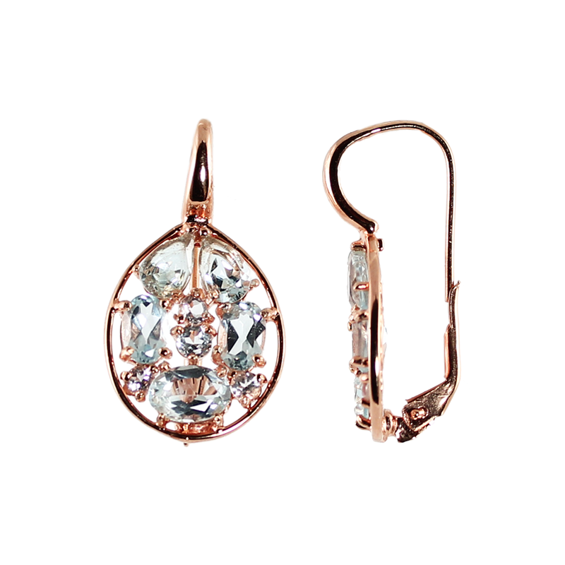 Simply Italian Blue Topaz & Rose Gold Drop Earrings