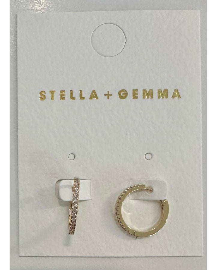 Stella & Gemma Hoop Crystal Earrings- Gold