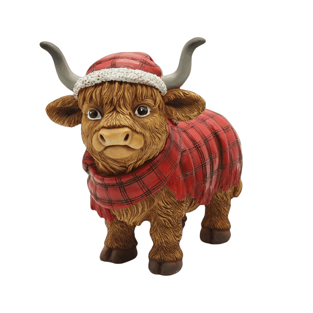 SamX Highland Cow with Tartan Blanket 12cm