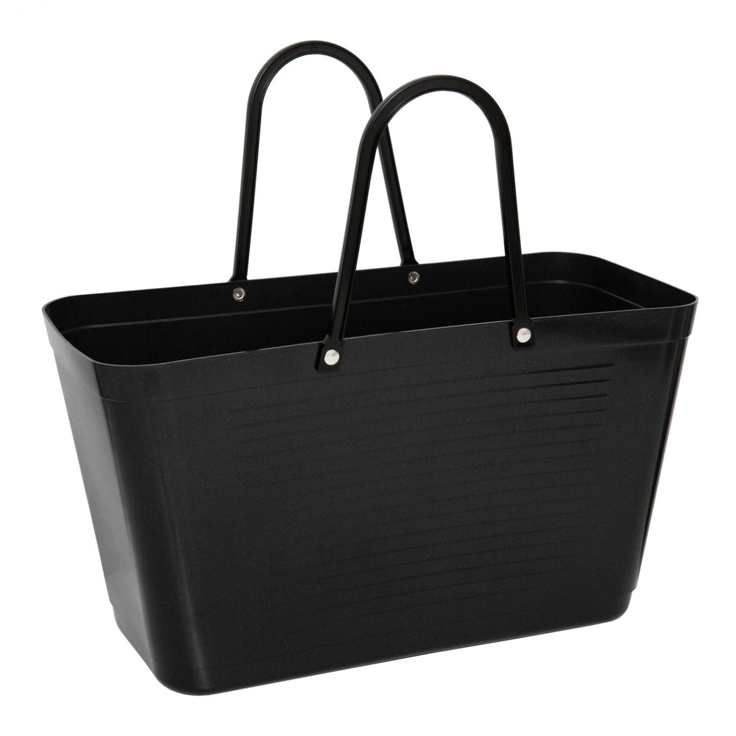 Hinza Large Black Bag- Green Plastic