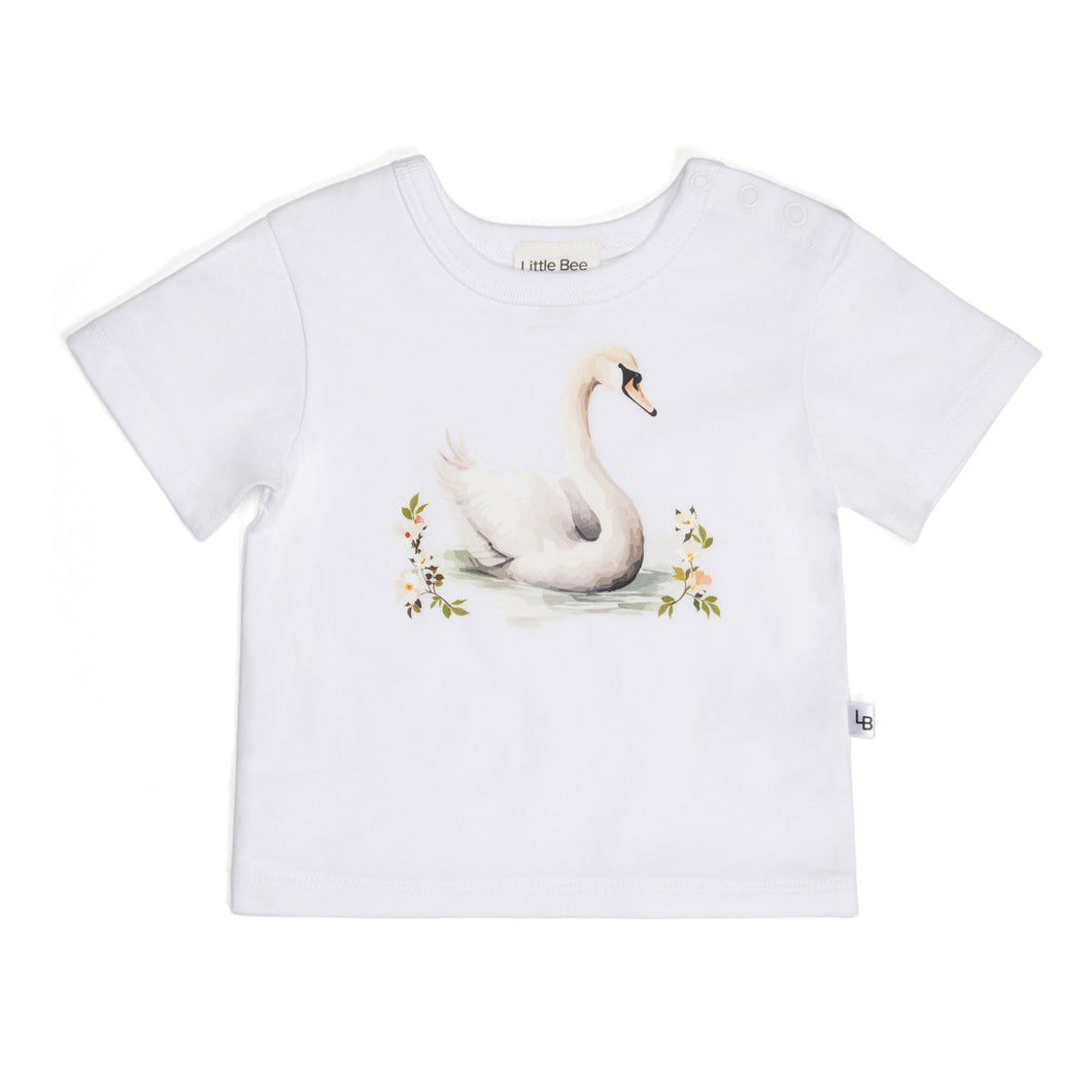Little Bee by Dimples Cotton T-Shirt- Swan