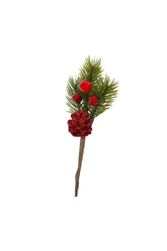 Flower Systems Mini Pick 13cm Red Berries Pinecones