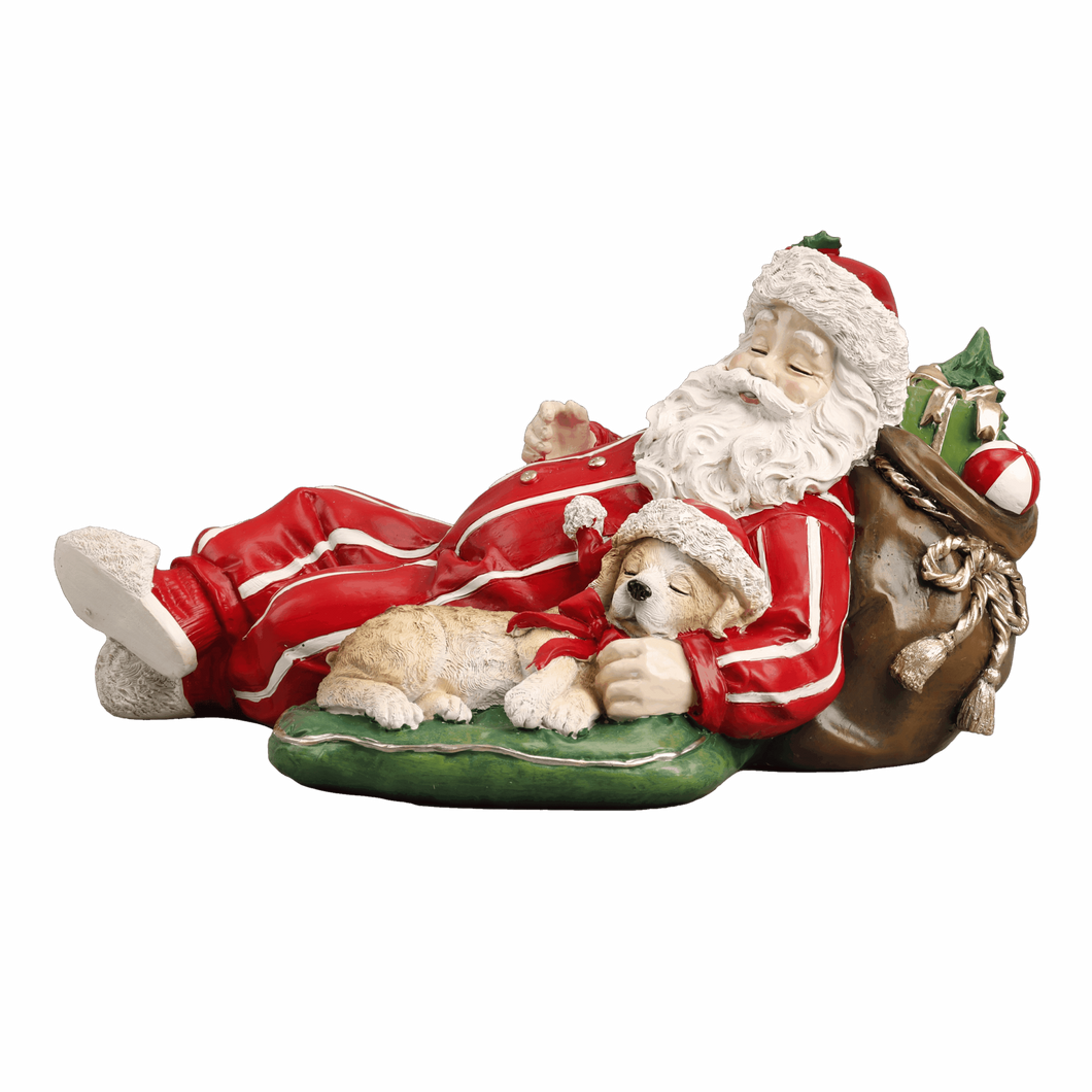 SamX Resin Santa Sleeping with Dog
