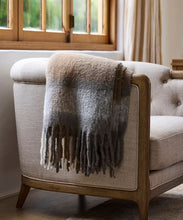 Load image into Gallery viewer, French Country Collections Grey Brown Plaid Tassel Throw
