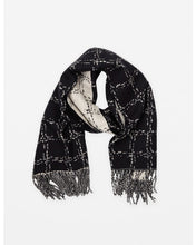 Load image into Gallery viewer, Stella &amp; Gemma Patchwork Black with Tassles Scarf
