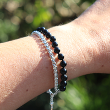 Load image into Gallery viewer, Fabuleux Vous The Black Edit Black Onyx, Fresh Water Pearl &amp; Silver Chain Bracelet
