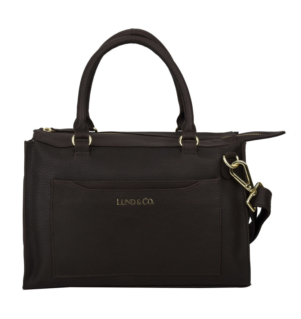 Lund & Co Bjork Medium Leather Tote- Dark Brown