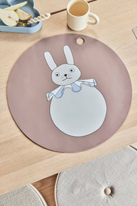 OYOY Placemat Rabbit Pompom- Clay