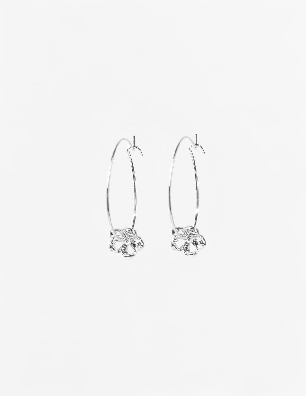 Stella & Gemma Mini Flower Hoop Earrings- Silver