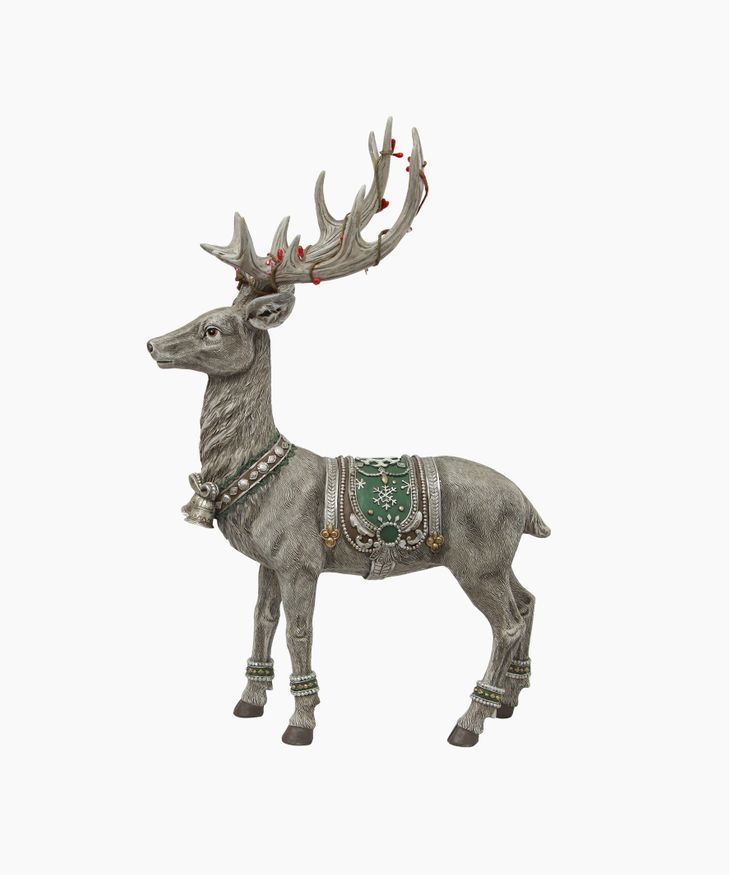 French Country Collections Grey Deer with Bells