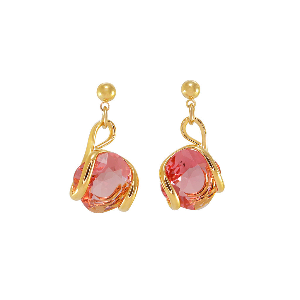 Simply Italian Rose Pink Crystal Drop Earrings