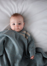 Load image into Gallery viewer, Burrow &amp; Be 100% Wool Knit Baby Blanket- Stone Blue
