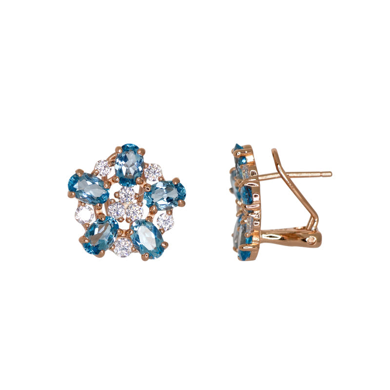 Simply Italian Blue Topaz Flower Earrings