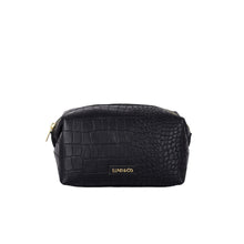 Load image into Gallery viewer, Lund &amp; Co Resa Wash Bag- Black Croc Leather
