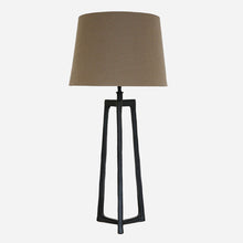 Load image into Gallery viewer, CC Interiors Tripod Tower Lamp Base with Feathered Tall Drum Tapered 46cm Lampshade
