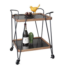 Load image into Gallery viewer, Rembrandt Wooden &amp; Metal Bar Cart Grey Glass
