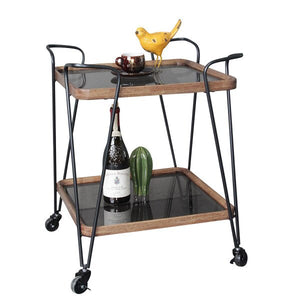 Rembrandt Wooden & Metal Bar Cart Grey Glass