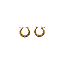 Load image into Gallery viewer, Fabuleux Vous Steel Me Yellow Gold Twist Hoops
