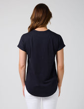 Load image into Gallery viewer, Stella &amp; Gemma Soho Cuff Tee- Deep Navy Leopard Cross
