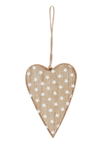 Flower Systems Wooden Hanging Heart Natural/White 11cm