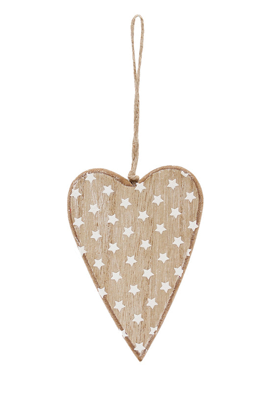 Flower Systems Wooden Hanging Heart Natural/White 11cm