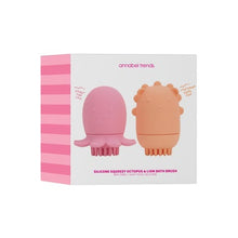Load image into Gallery viewer, Annabel Trends Silicone Bath Brush set of 2- Octopus &amp; Lion

