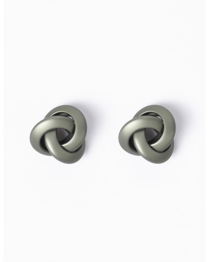 Stella & Gemma Woven Triangle Earrings- Army