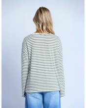 Load image into Gallery viewer, Stella &amp; Gemma Drop Shoulder Tee- Herbal Stripe
