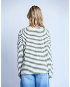 Stella & Gemma Drop Shoulder Tee- Herbal Stripe