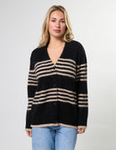 Load image into Gallery viewer, Stella &amp; Gemma Stripe Cardigan- Black Sand
