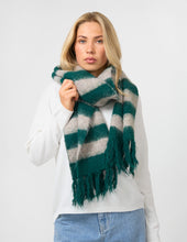 Load image into Gallery viewer, Stella &amp; Gemma Moss And Taupe Stripe Scarf
