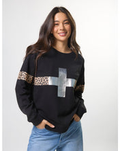 Load image into Gallery viewer, Stella &amp; Gemma Classic Sweatshirt- Silver Cross Leopard
