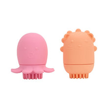 Load image into Gallery viewer, Annabel Trends Silicone Bath Brush set of 2- Octopus &amp; Lion
