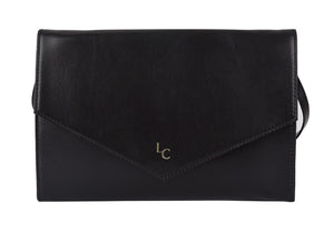 Lund & Co Afton Leather Envelope Clutch- Black