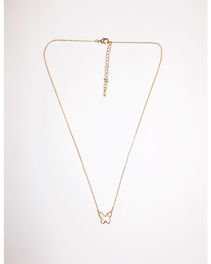 Stella & Gemma Gold Mother of Pearl Butterfly Pendant