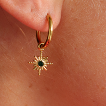 Load image into Gallery viewer, Fabuleux Vous Steel Me Yellow Gold Kelly Green Starlight Earrings
