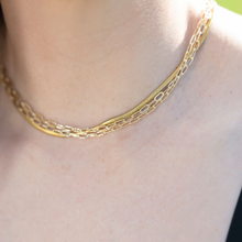 Load image into Gallery viewer, Fabuleux Vous Steel Me Snake Chain Yellow Gold Necklace 45cm
