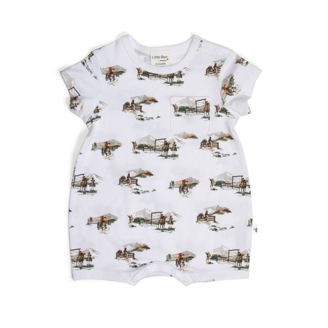 Little Bee by Dimples Cotton Romper- Cowboys