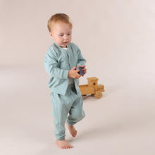 Load image into Gallery viewer, Little Bee by Dimples Blue Mist Cotton Fleece Trackpants
