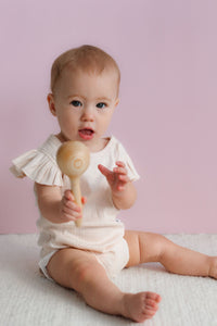 Burrow & Be Almond Blush Pointelle Flutter Bodysuit